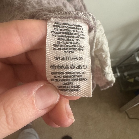 Free People Cream Brown Striped Shirt Tunic Dress Drawstring Waist small cottage - Picture 7 of 7